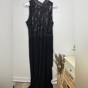 Chaps Black Sequin Cocktail Dress